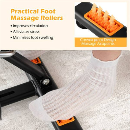 Foot massage rollers on Senior Fitness Machine with convex design. Enhances circulation and reduces swelling during low-impact workouts.