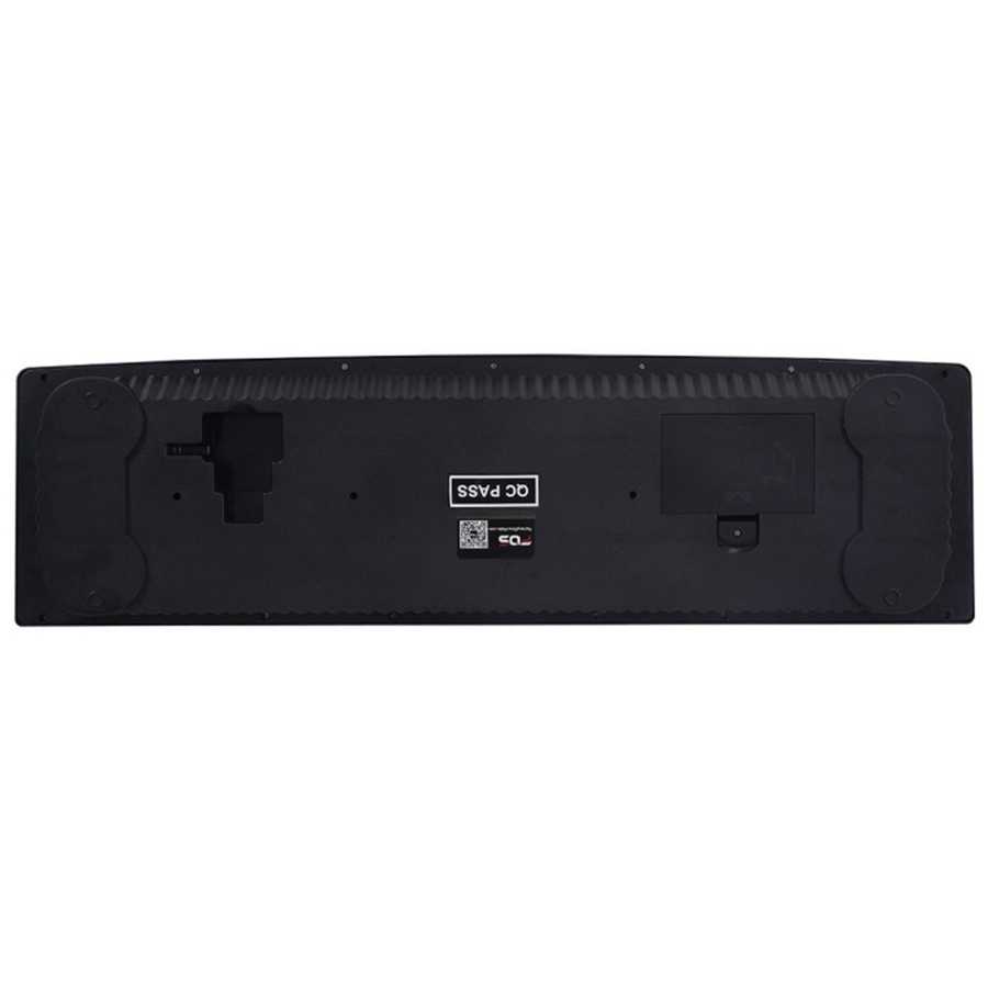 Bottom view of 54-Key Electronic Keyboard for Kids showing battery compartment and non-slip pads for stable use.