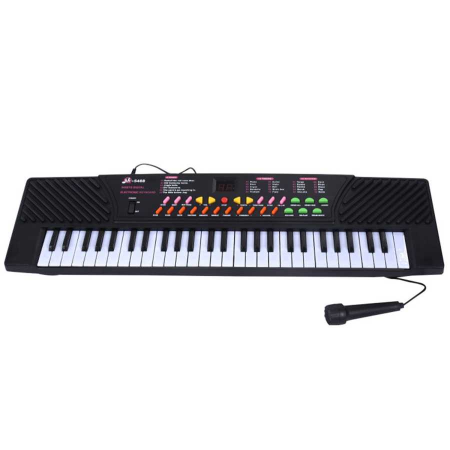 54-Key Electronic Keyboard for Kids with connected microphone, designed for interactive music learning and fun.