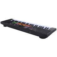 Rear angled view of 54-Key Electronic Keyboard for Kids showing speaker design and slim profile for portability.