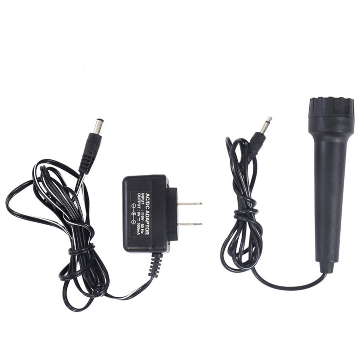 Power adapter and microphone accessories for 54-Key Electronic Keyboard for Kids, essential for full functionality.