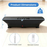 Black vibration plate exercise machine with remote control and musical notes