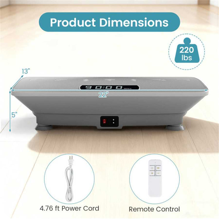 Gray full body vibration exercise machine with digital display and remote control