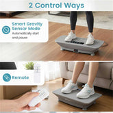 Woman performing 10-minute vibration exercise routine for fitness