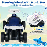 Kids Ride-On Car with Music - Steering wheel includes music box with 12 songs, enhancing fun and engagement for toddlers aged 19-36 months.