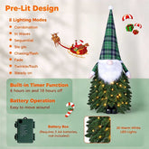 Pre-lit tabletop tree features: 8 lighting modes, 6-hour timer, battery box, 20 warm white LEDs