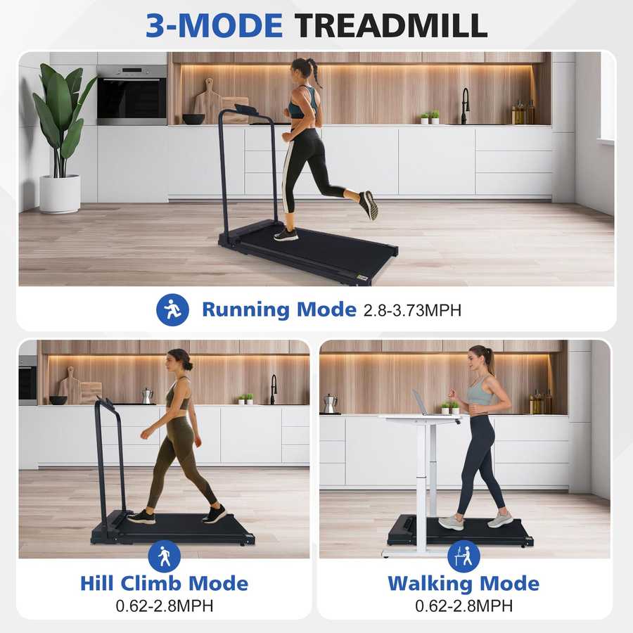 3-mode foldable treadmill with running, hill climb, walking