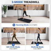 3-mode foldable treadmill with running, hill climb, walking