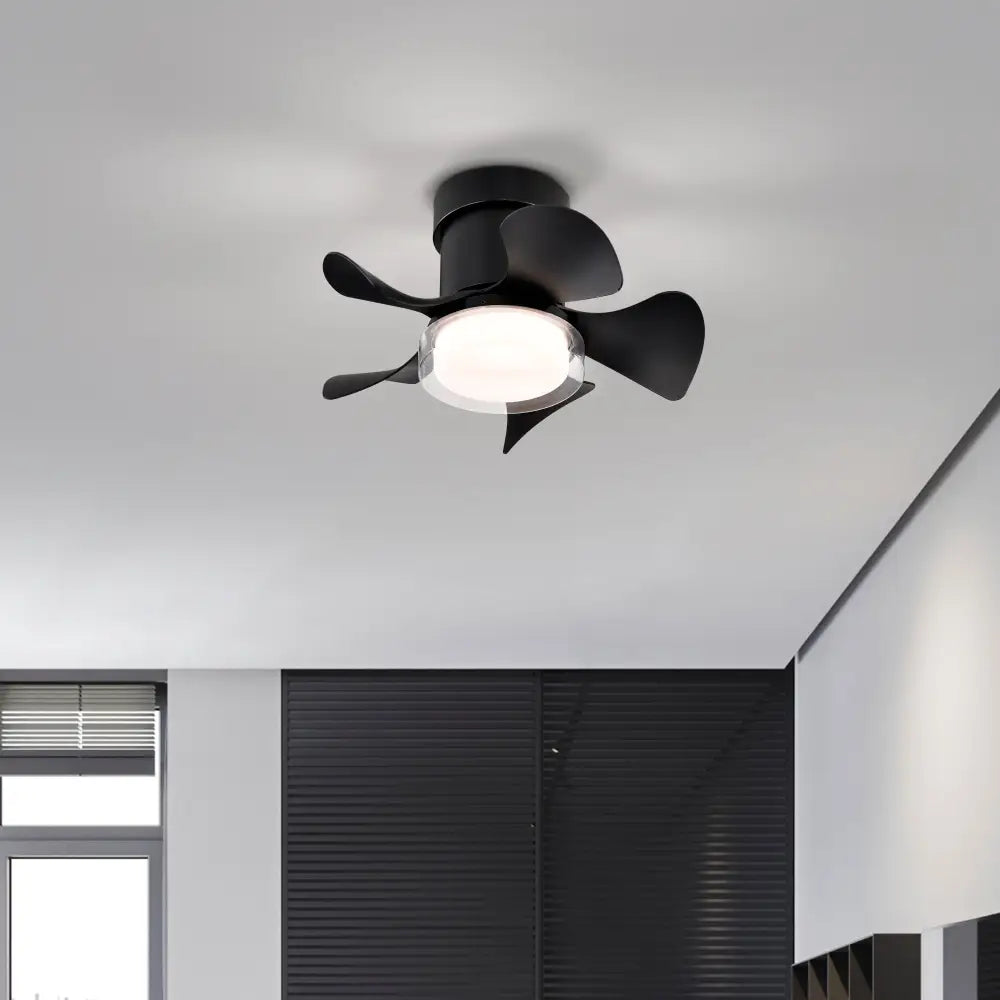 21'' low noise matte black ABS blade remote ceiling fan with LED light for Kitchen Bedroom Dining room Toilet Patio (Matt Black) MLNshops]