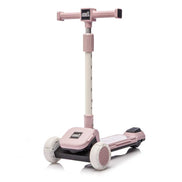 Pink kids' scooter with flashing wheels and LEGO-style building blocks