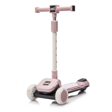 Pink kids' scooter with flashing wheels and LEGO-style building blocks
