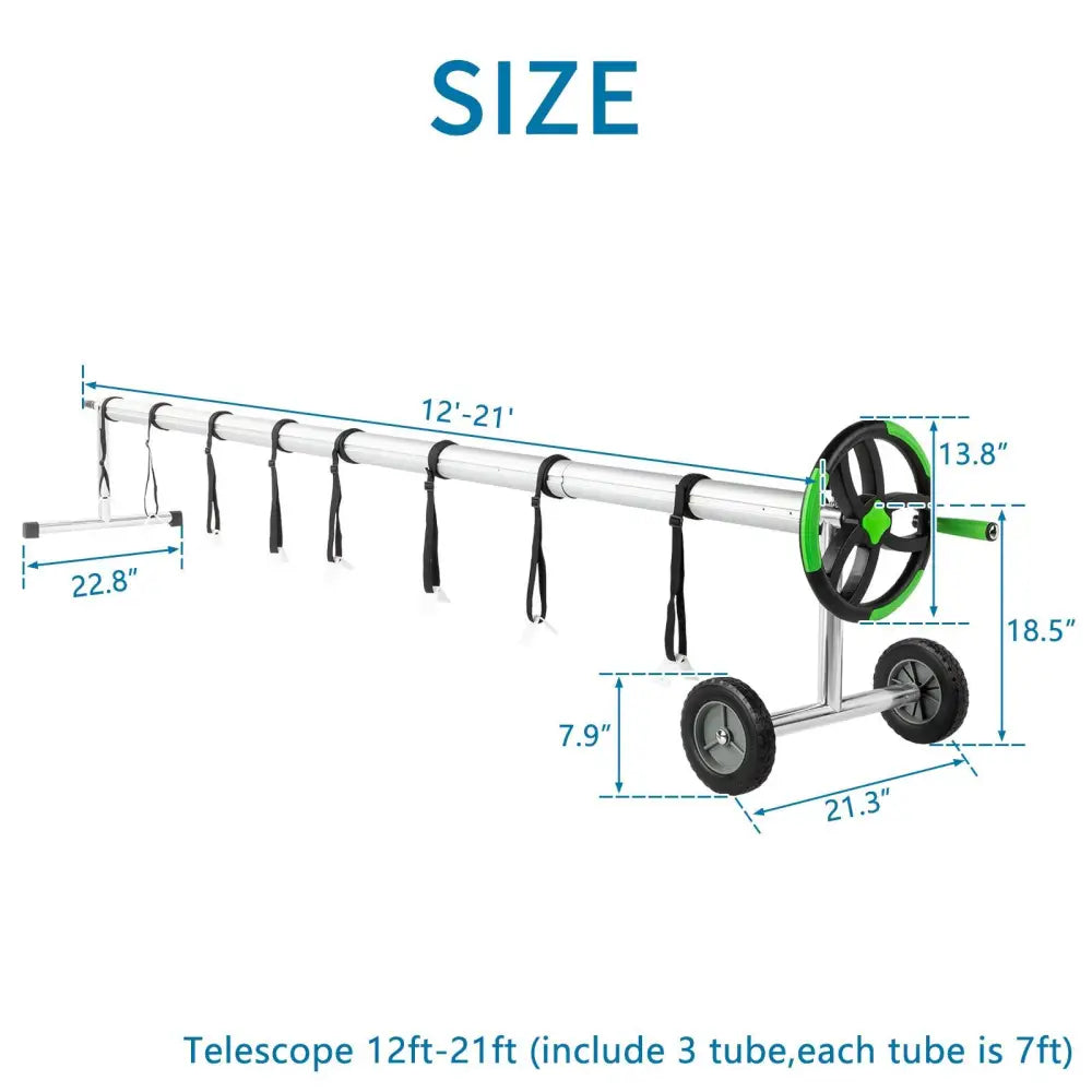 21ft Load-Bearing 60kg Aluminum Disc Version Aluminum Tube Five Sections (1.6m Without Groove) Swimming Pool Cover Reel Green MLNshops]