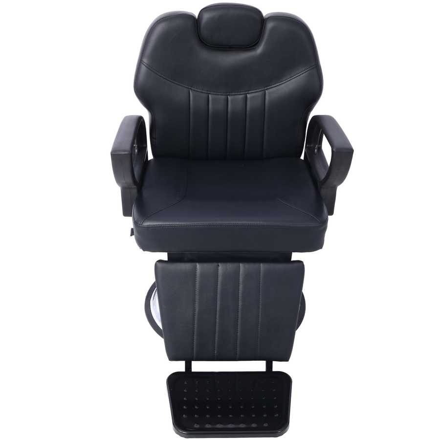 Top-down view of Barber Chair - Heavy Duty Hydraulic with PU leather seat and footrest, ideal for salon use