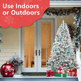 Flocked Christmas tree with pine cones for indoor or outdoor use