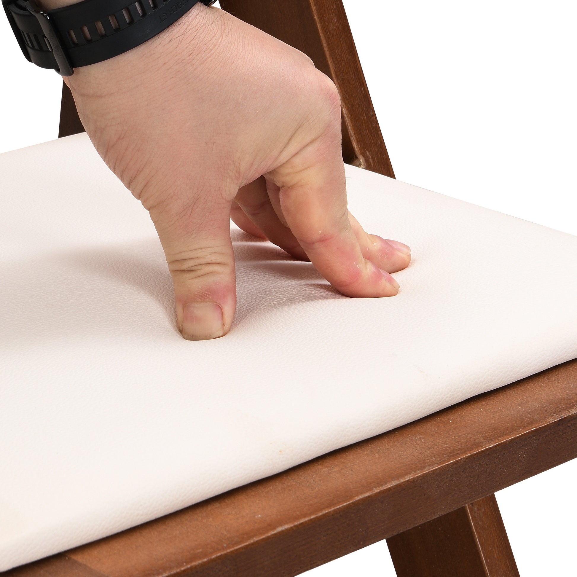 Solid Wood Upholstered Folding Chair Set - Space Saving & Easy to Carry - Walnut Shelf with Beige Cushion - 4PCS for Dining Room