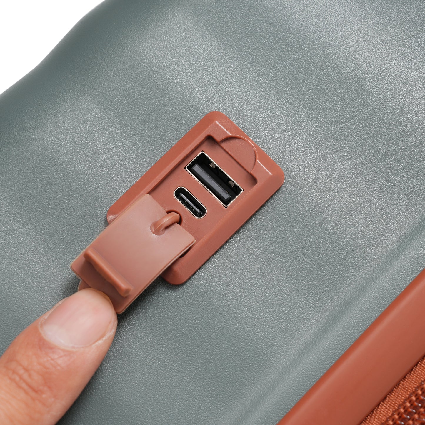 Luggage Sets 5 Piece with Front Opening , Hardside Expandable Carry on Suitcase with Spinner Wheels TSA Lock USB Port Cup Holder Duffel Bag and Toiletry Bag