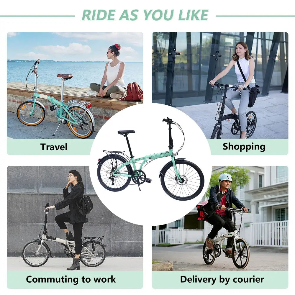 24" Folding City Bike Aluminum Frame 7 Speed Folding Bike MLNshops]