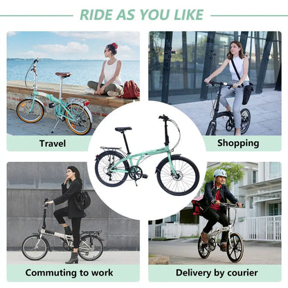 24" Folding City Bike Aluminum Frame 7 Speed Folding Bike MLNshops]