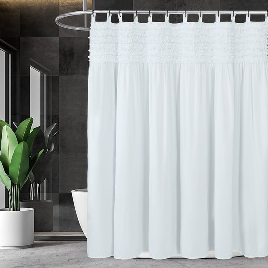 Farmhouse Ruffle Shower Curtain Girly Fabric Bathroom Curtain 72''x72''