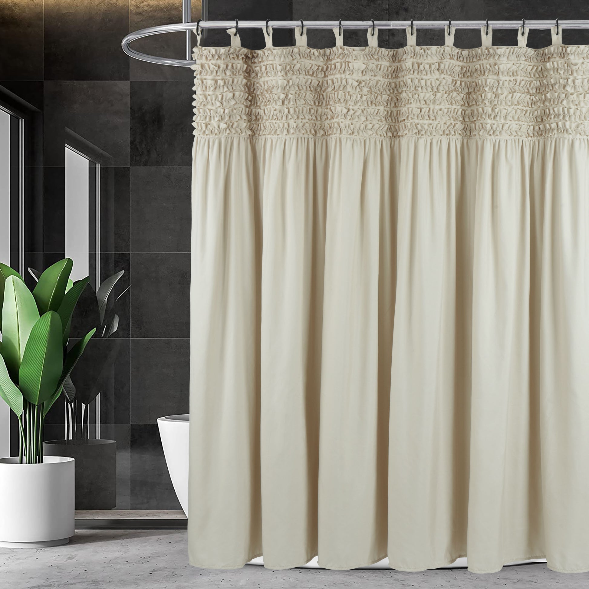 Farmhouse Ruffle Shower Curtain Girly Fabric Bathroom Curtain 72''x72'