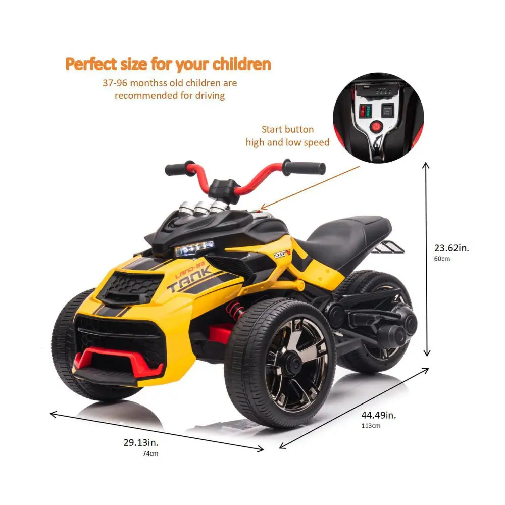 24V Kids Ride On ATV, 3 Wheeler Electric Vehicle, Battery Powered Ride on Motorcycle for Boys Girls with LED Lights, Music, High Low Speed, Soft Start,without RC MLNshops]