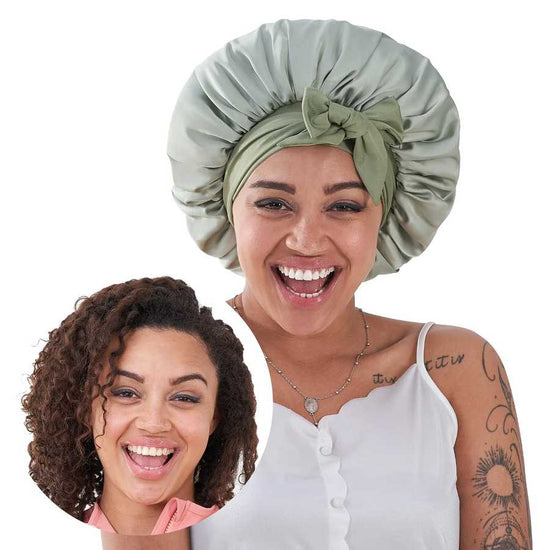 Silk sleep bonnet for women with adjustable fit and double layer design