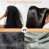 Comparison of poor quality fabric vs KAAHYNO silky fabric for hair protection