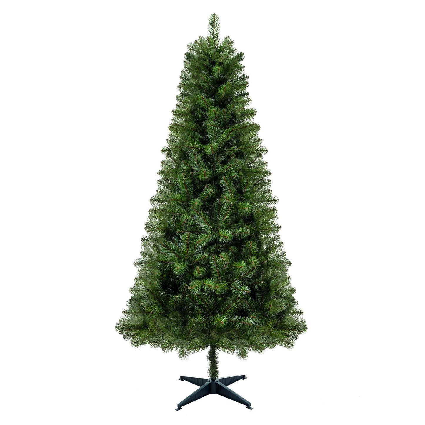 6FT Unlit Artificial Christmas Tree with 490 Tips, PVC Full Branches, Classic Green Holiday Tree with 4-Leg Plastic Stand for Indoor Home Decoration
