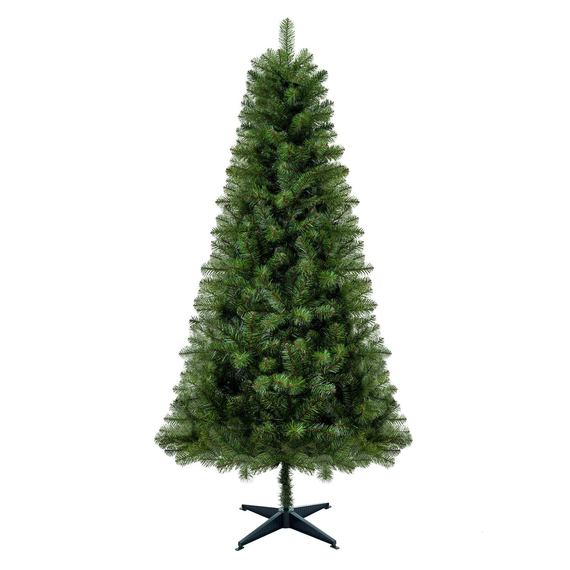 6FT Unlit Artificial Christmas Tree with 490 Tips, PVC Full Branches, Classic Green Holiday Tree with 4-Leg Plastic Stand for Indoor Home Decoration