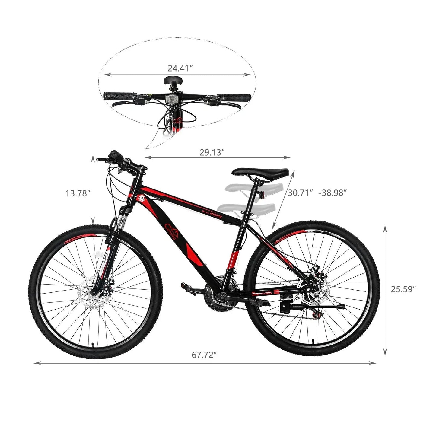 26 Inch 21 Speed Explorer Red Black Mountain Bike MLNshops]