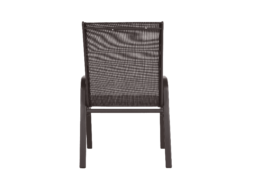Rear view of outdoor patio camping chair showing mesh backrest