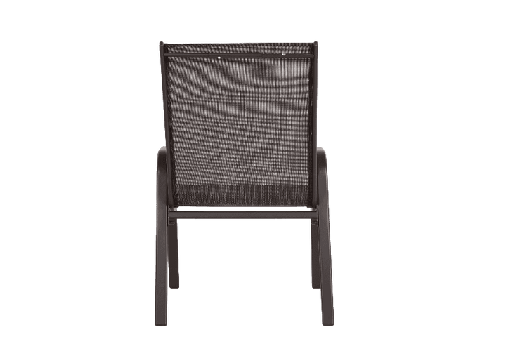Rear view of outdoor patio camping chair showing mesh backrest