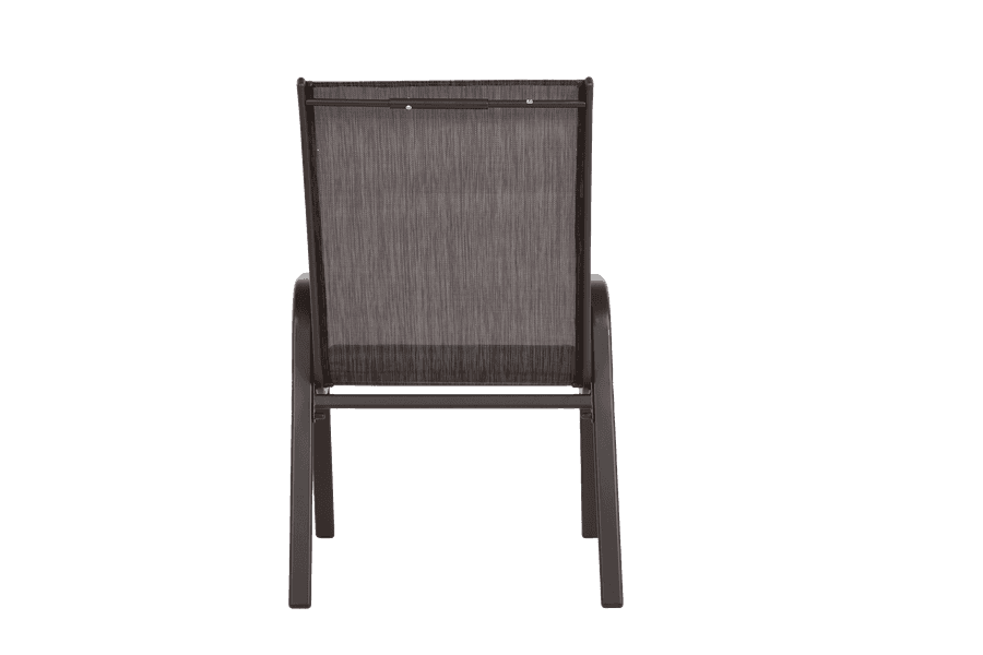 Back view of outdoor mesh patio chair with armrest