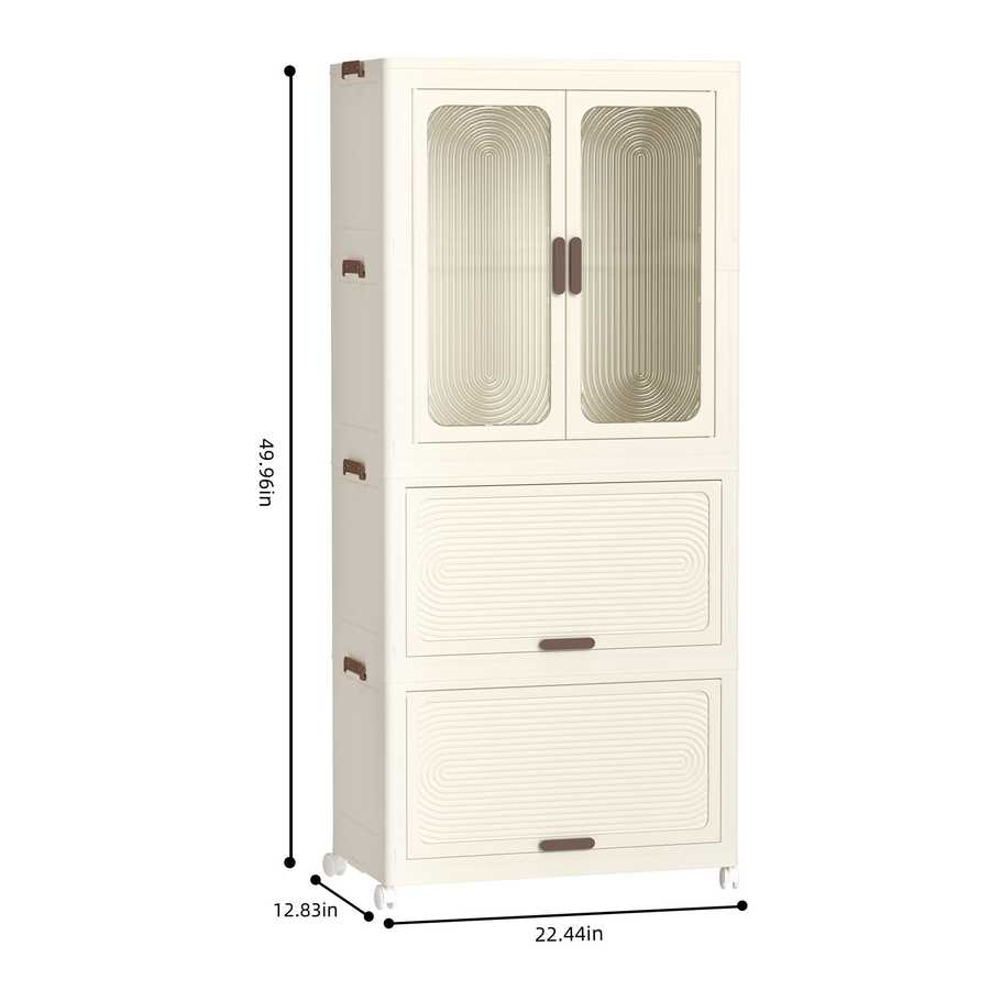 Portable Wardrobe Closet Storage Organizer & Magnetic Doors