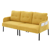 Yellow sofa with black legs on a white background