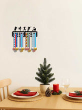 Colorful metal rabbit wall sculpture with medals for holiday decor