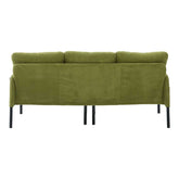 Green sofa with black legs on a white background