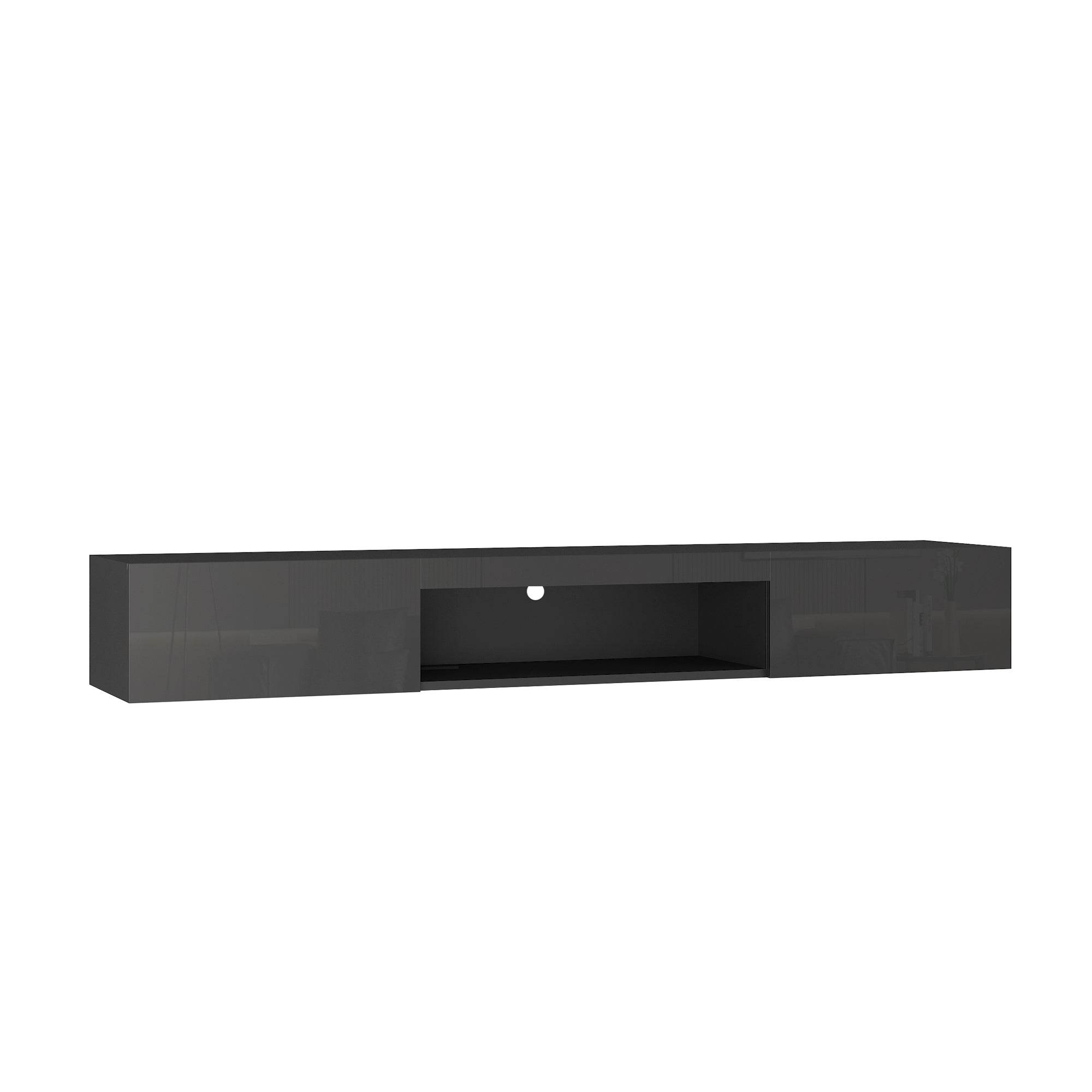 Floating TV Stand Wall Mounted with 16 Color LEDs,63' Modern TV Stand, Floating TV Cabinet Entertainment Center for 55 60 65 Inch TV,Black
