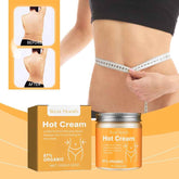 West Month Hot Cream packaging with a before-and-after image on an orange background
