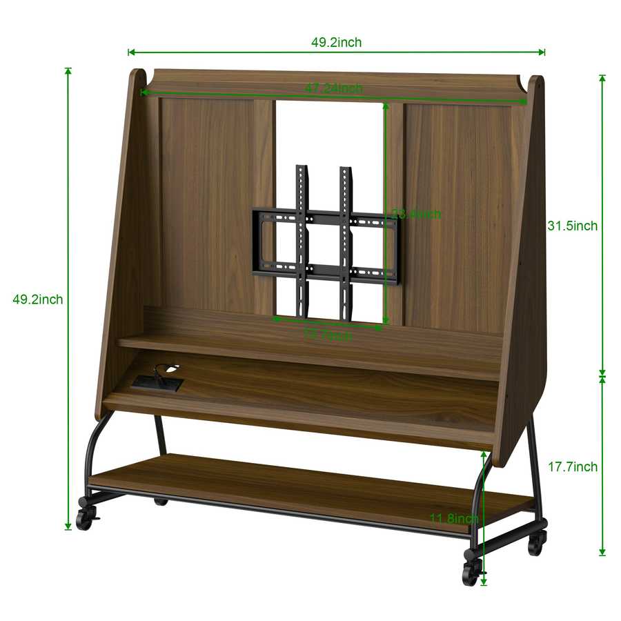 Entertainment Center TV stand dimensions with mount width, shelf depth, and overall height for accurate furniture fitting.