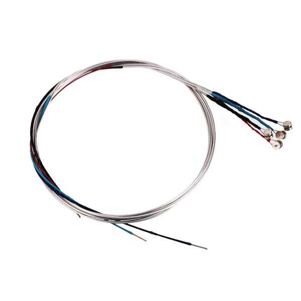 Coiled violin strings with colorful windings for musical instrument and orchestra accessories