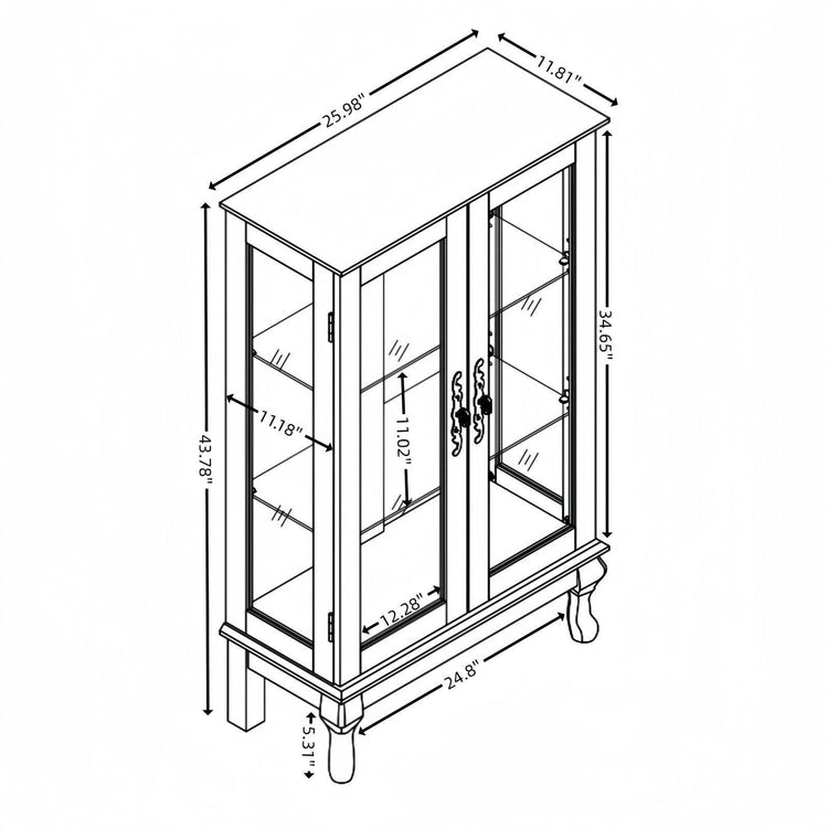 MLNshops 2 Door Glass Display Cabinet for Stylish Storage