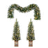 Decorative Christmas garland and trees with lights on a white background