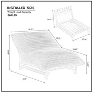 Accent Armless Lazy Sofa, Casual Single Sofa, Corduroy Fabric, For Living Room And Bedroom , With Backrest, Single Seat, OFF-WHITE