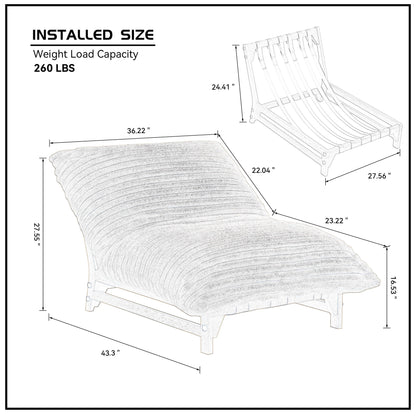 Accent Armless Lazy Sofa, Casual Single Sofa, Corduroy Fabric, For Living Room And Bedroom , With Backrest, Single Seat, OFF-WHITE