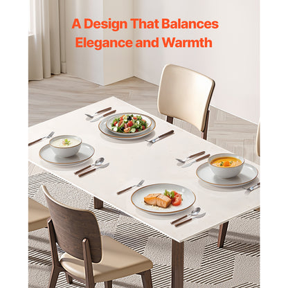 Elegant table setting using 12 PCS Ceramic Dinnerware Set for 4, highlighting its warm design and suitability for family dining.