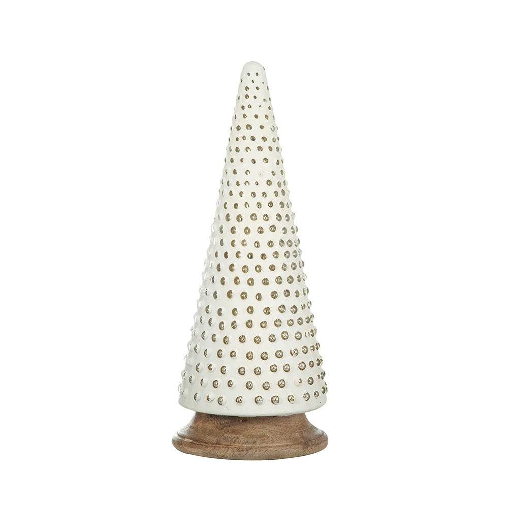 D6.7x18' Glass Christmas Cone Tree Decoration, Cream