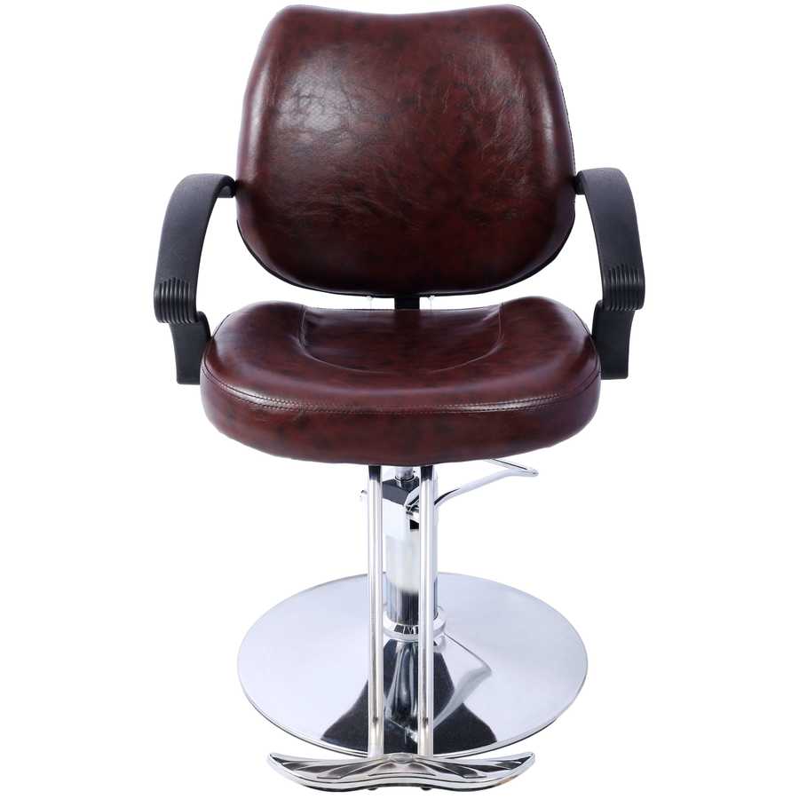 Front view of ergonomic Heavy Duty Barber Chair featuring durable PU upholstery and a stable hydraulic base for salon use.