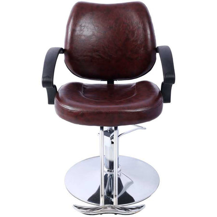Front view of ergonomic Heavy Duty Barber Chair featuring durable PU upholstery and a stable hydraulic base for salon use.