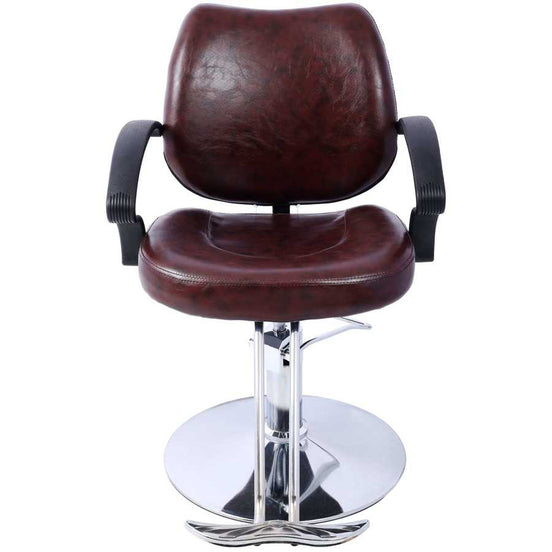 Front view of ergonomic Heavy Duty Barber Chair featuring durable PU upholstery and a stable hydraulic base for salon use.